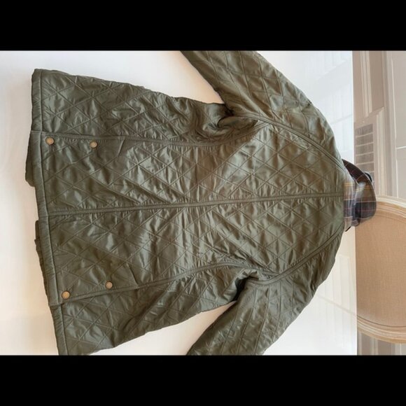 Barbour Olive Quilted Jacket with Brown Collar - Picture 5 of 7